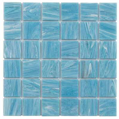 Apollo tile 12" x 12" Celestial Glossy Sky Blue Glass Tile (10 sq ft/case) - 10 Pack