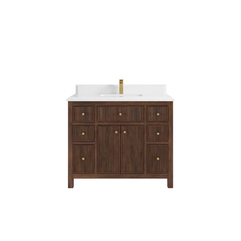 Willow Collections 42 in. W x 22 in. D Sonoma Teak Single Sink Bathroom Vanity with Countertop