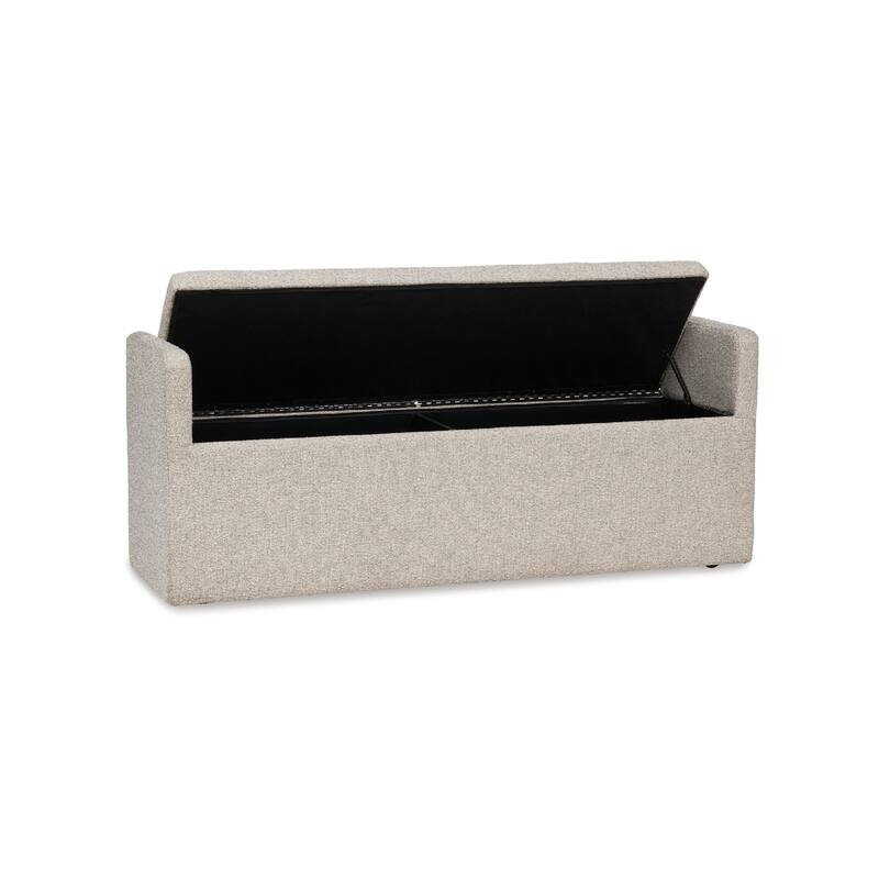 Dani Ottoman Bench, 2 Bolster Pillows and Hidden Storage, Beige 62 Inch