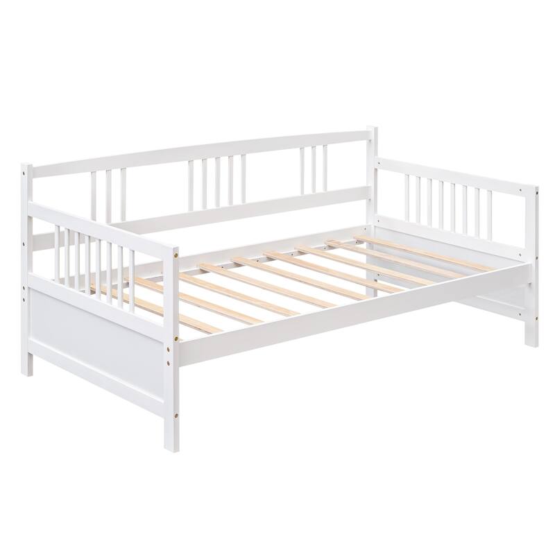 Multifunctional Solid Wood Twin Daybed with Storage Space, White/Espresso/Gray