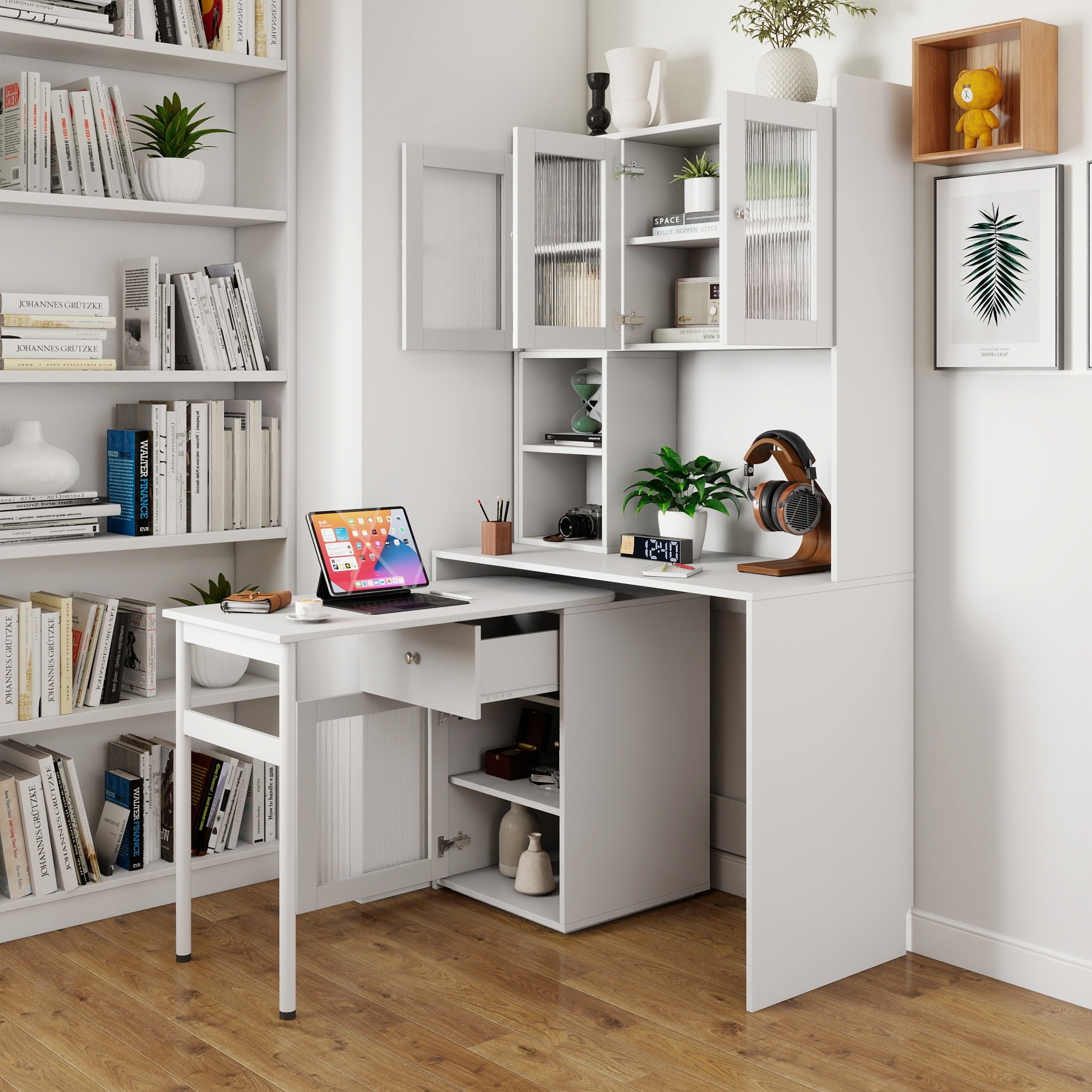 Computer Desk With Glass Door For Home Office Or Study Desk