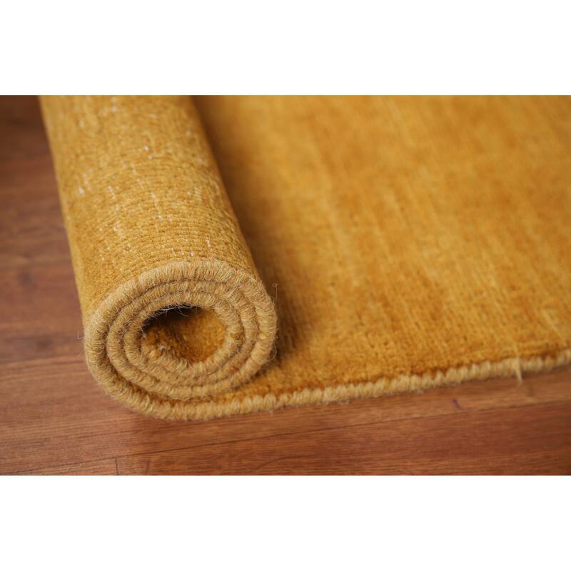 Yellow Gabbeh Modern Accent Rug Handmade Wool Carpet - 2'8" x 3'11"