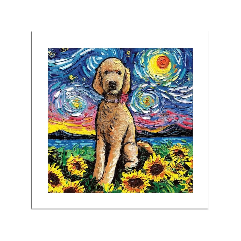 Goldendoodle Night II Fine Art Paper Print by Aja Trier - Multi