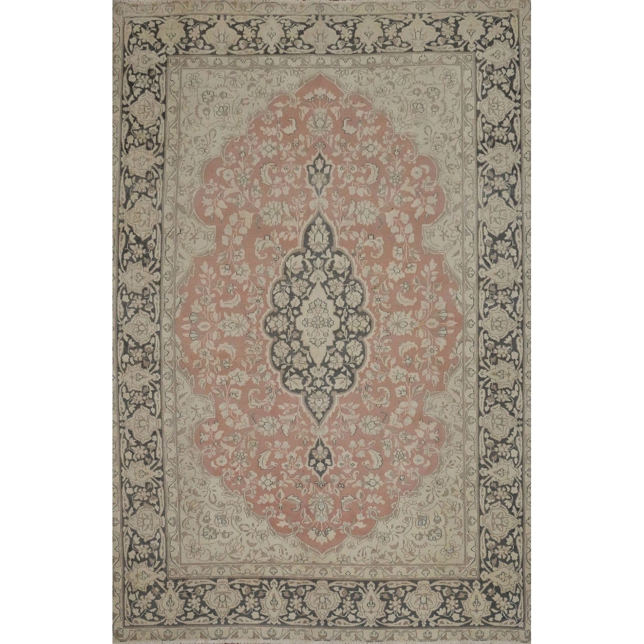 Hand Knotted Oriental 100% Wool Carpet Traditional Floral Pink Kerman Area Rug - 9' 4'' X 6' 11''