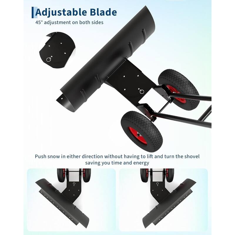 39.37* 16.54 in Heavy Duty Snow Shovel with Wheels for Easy Driveway and Pavement Clearing