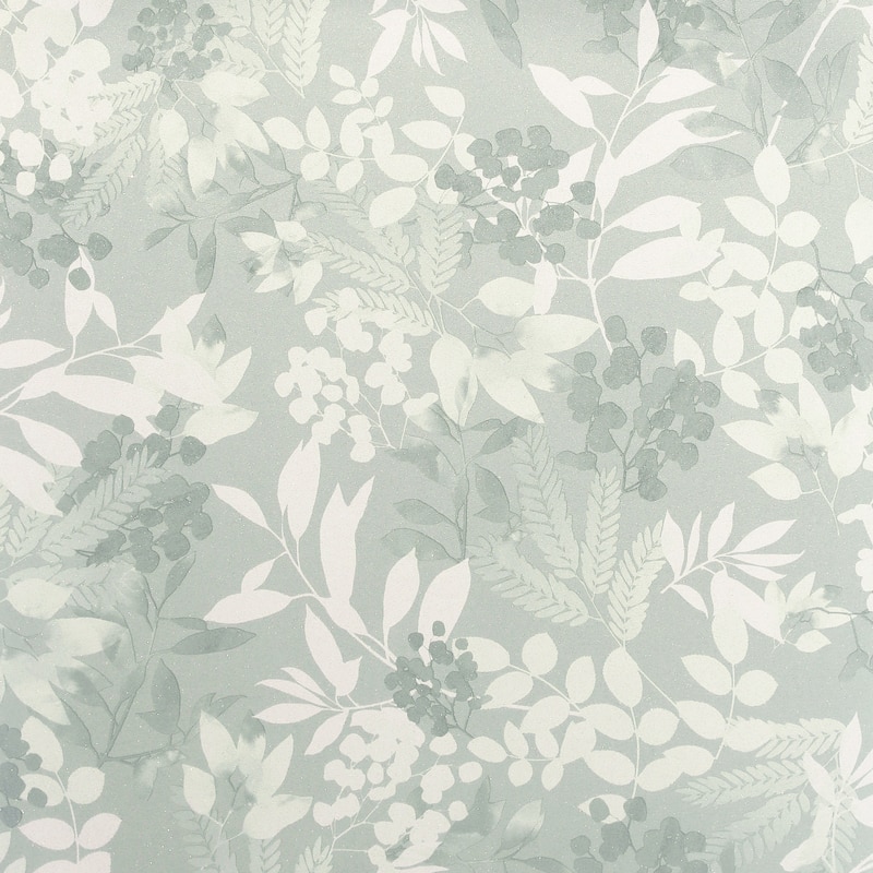 Soft Leaves Green Vinyl Wallpaper - 20.8 in. W x 33ft L - Double Roll