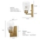preview thumbnail 5 of 9, Hunter Rossmoor Luxe Gold 1-Light Wall Sconce Light Fixture Clear Glass - Bathroom Bedroom Hallway Office - Modern Designer