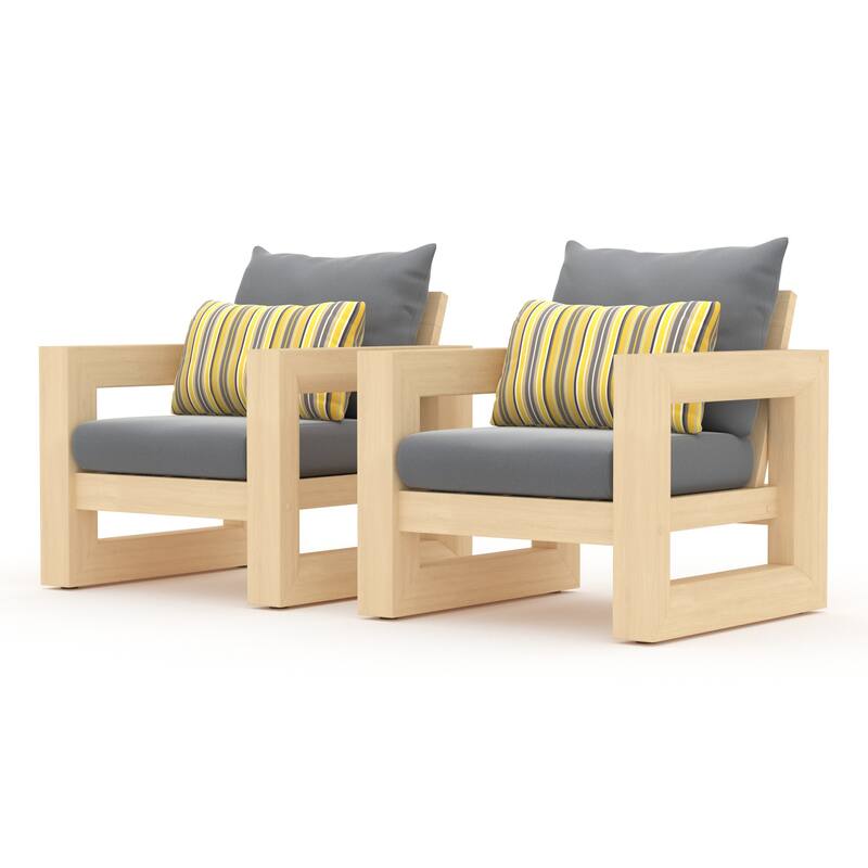 Benson 2 Piece Sunbrella Outdoor Patio Club Chairs - Charcoal Grey