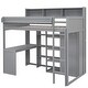 preview thumbnail 5 of 10, Wood Twin Size Loft bed with Multiple Storage Shelves and Wardrobe