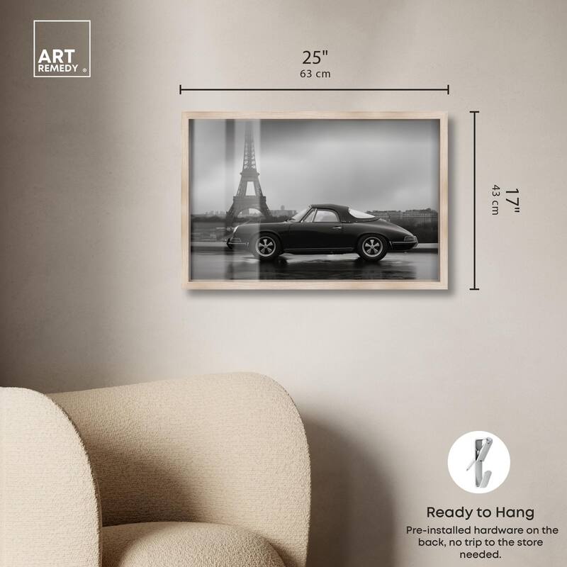 Classic Car and Eiffel Noir Shadowbox by Art Remedy