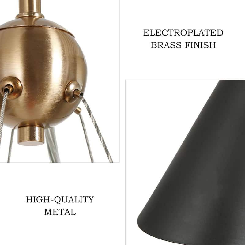 Modern 5-Light Black Gold Chandelier Wagon Wheel Pendant Lights with Metal Shades - 23.5"L x 33.5"H