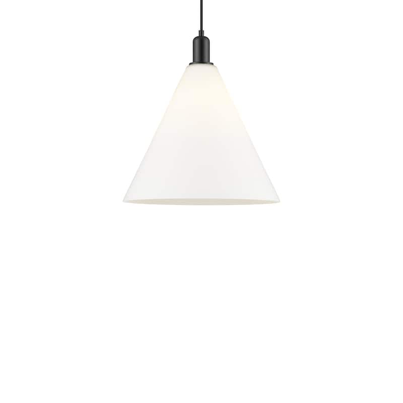 Innovations Lighting 716-1S-18-16 Berkshire Glass Pendant Berkshire - Matte Black / Matte White