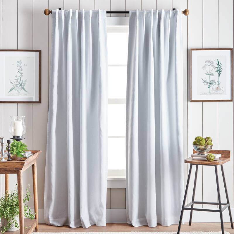 Martha Stewart Lido Linen Back Tab Curtain Panel Pair - 95-inch - White