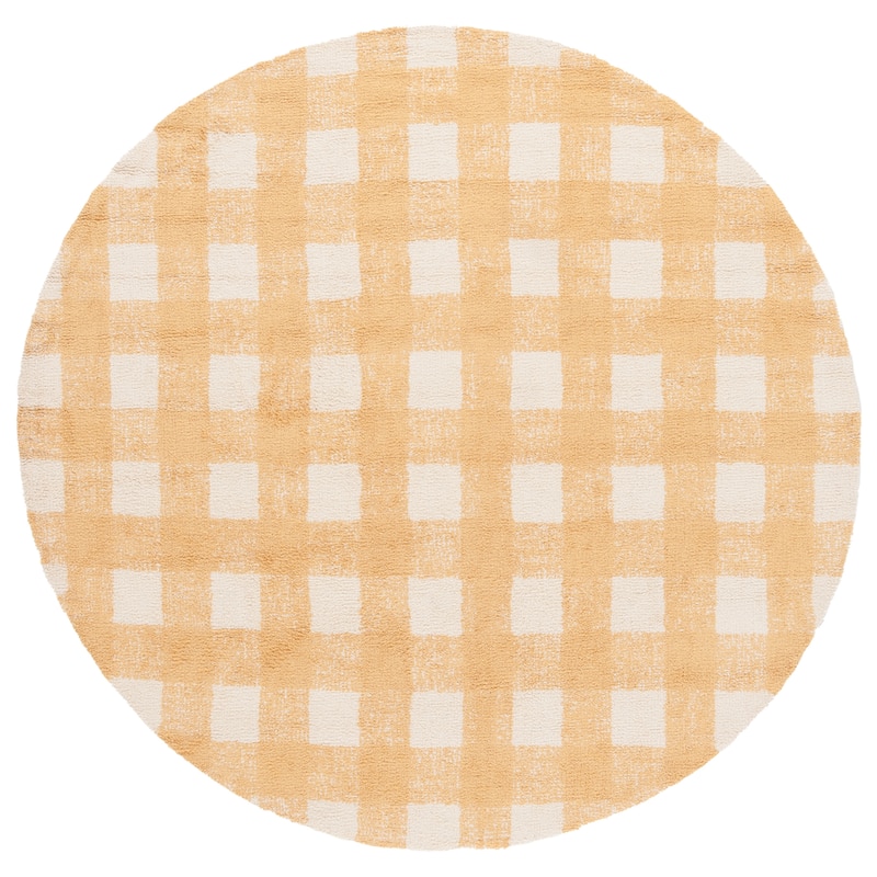 SAFAVIEH Hand-Woven Easy Care Alyssa Modern & Contemporary Cotton - 6' Round - Ivory/Gold - Round