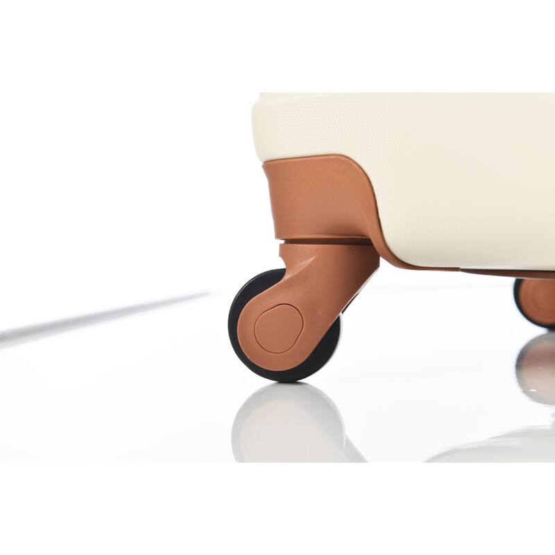 4-Piece Modern Luggage Sets, Lightweight Luggage with 360° Swivel Wheels and TSA Lock, for Boarding Travel, Brown+White