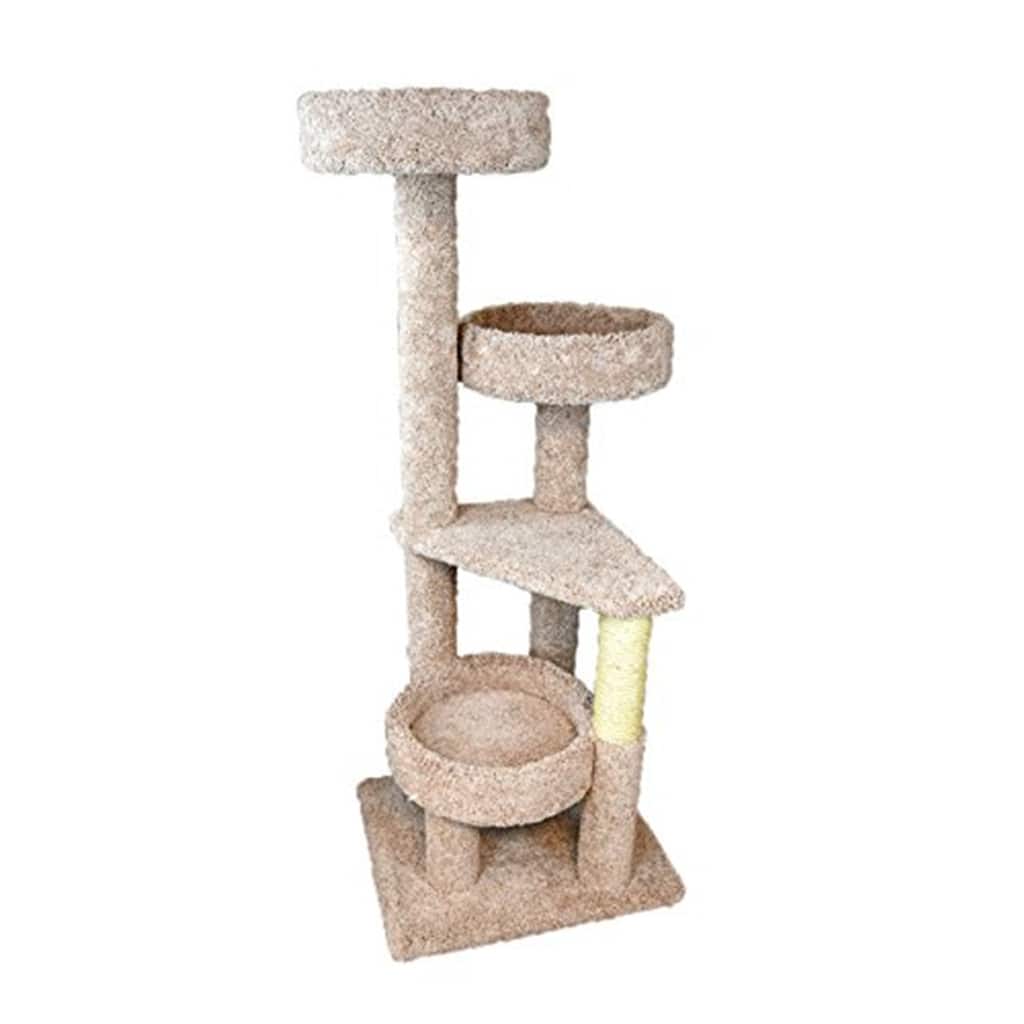 4 Level Cat Lounger Tower with Tall Perches, Staggered Steps and Sisal Posts for Multiple Indoor Cats