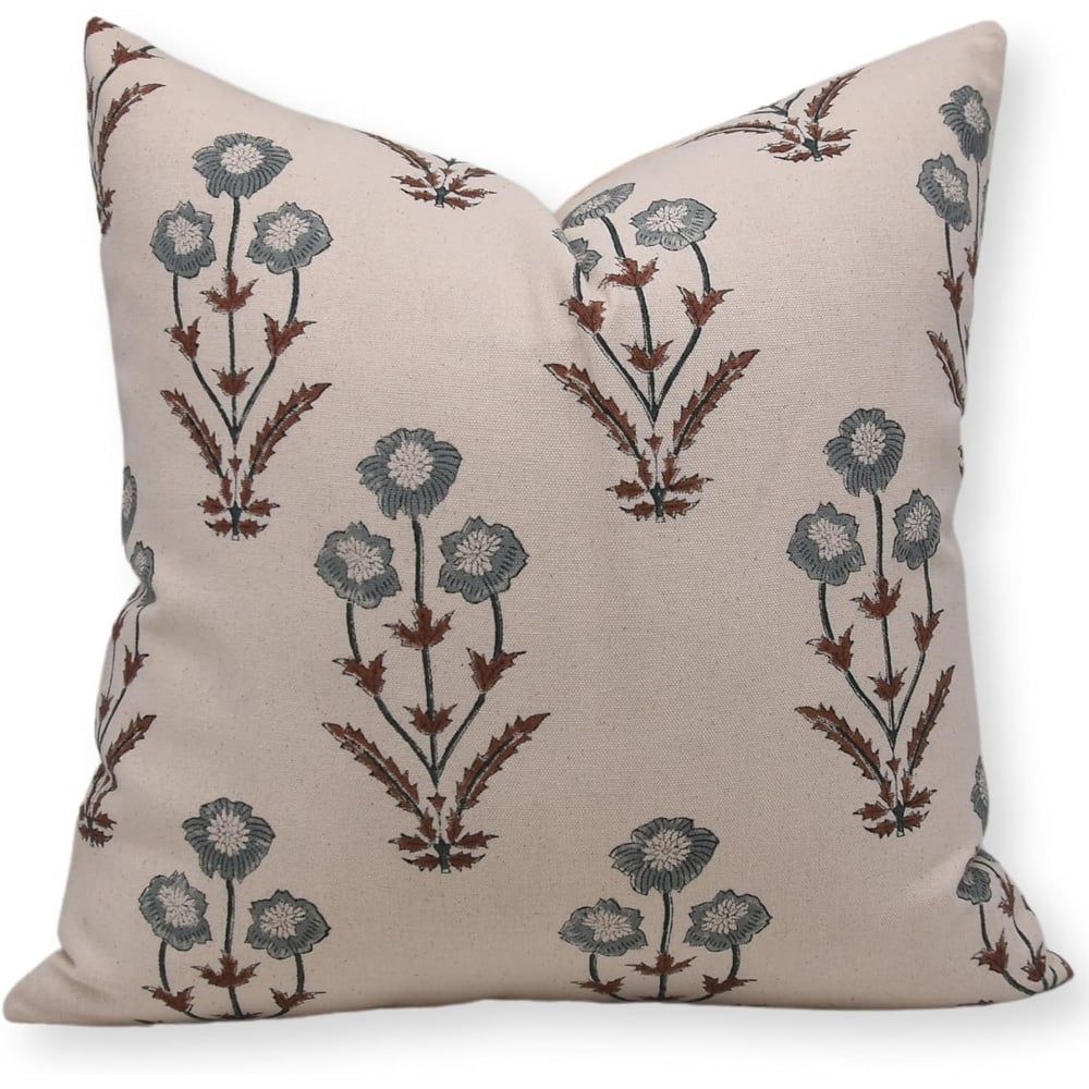 Fabdivine Thick Linen Bohemian Block Print Pillow Cover Farmhouse Sofa