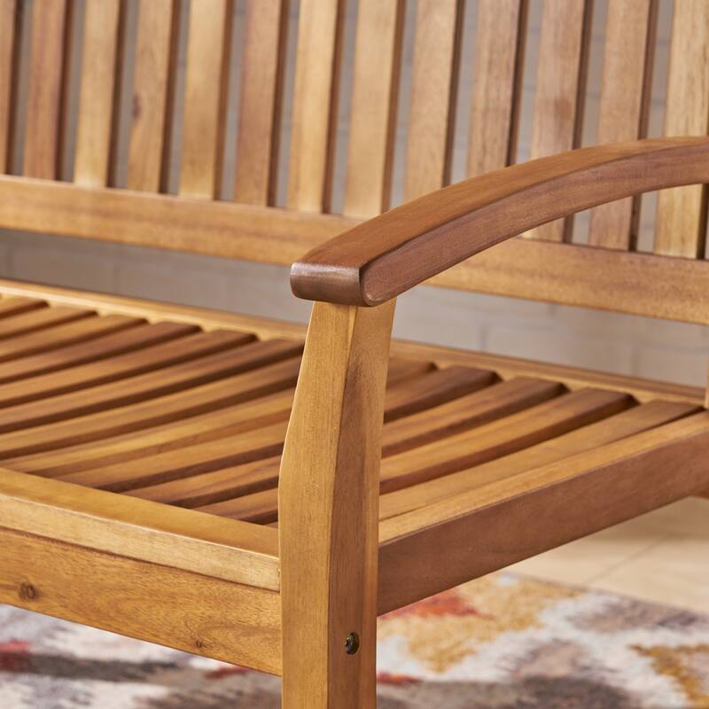 Double Outdoor Acacia Wood Rocking Chair with Armrests