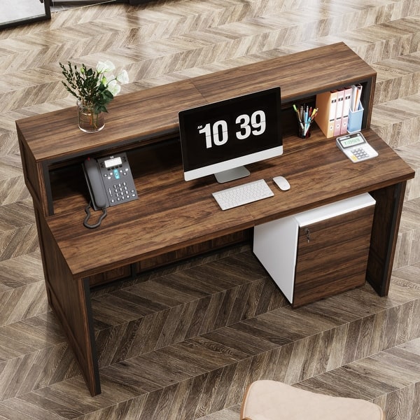 Reception Desk, Retail Checkout Counter W/Lockable Drawer
