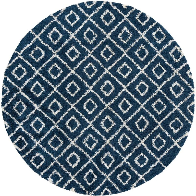 Shag Olido Collection Area Rug - 10' Round - Navy Blue