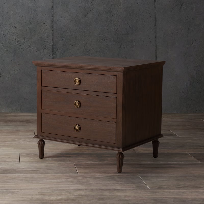 SAFAVIEH Couture Firyal 3-Drawer Wood Nightstand - Brown