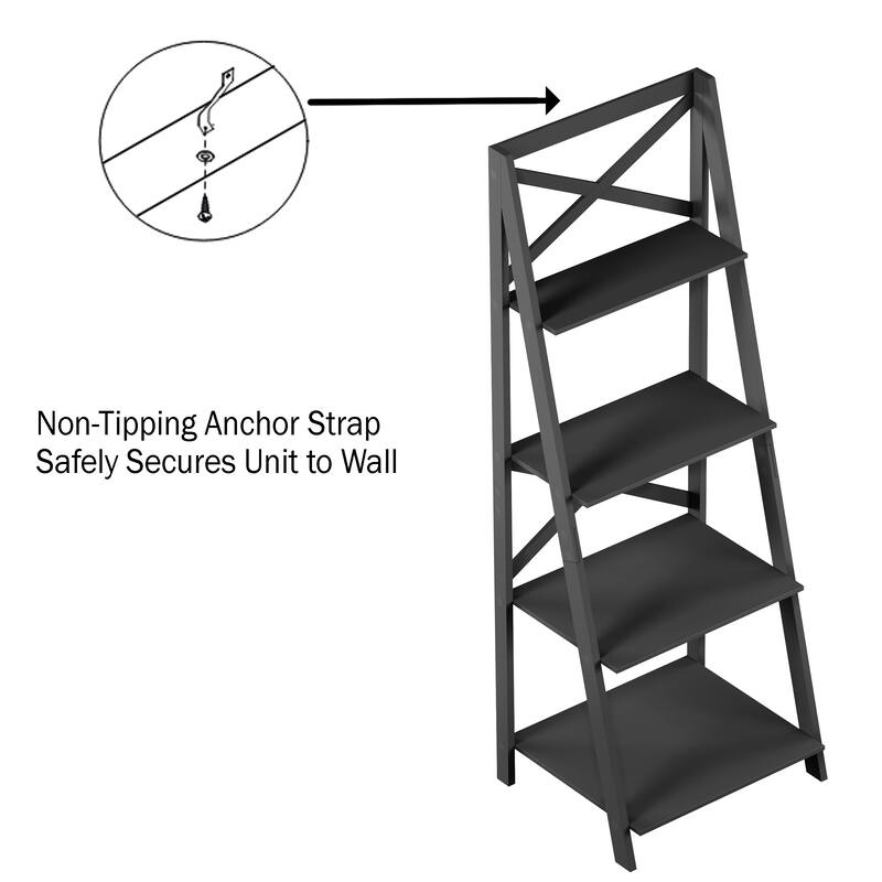Lavish Home 4-Tier Leaning Ladder Bookshelf