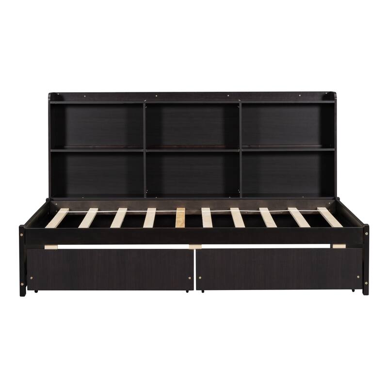 Bed with Side Bookcase and Drawers