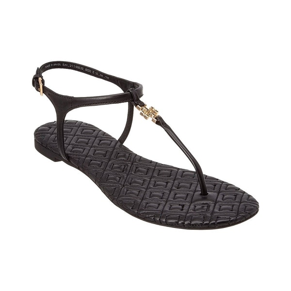 Shop Tory Burch Marion Quilted  Leather T Strap Sandals  