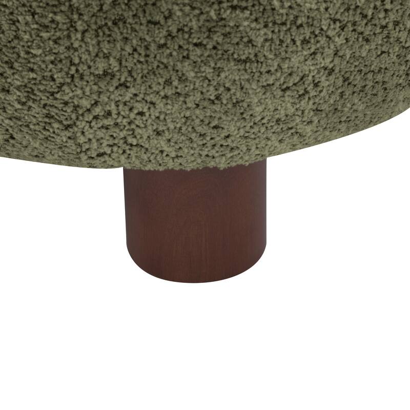 Roomfitters Modern Boucle Fabric Accent Chair with Round Seat and Wood Base