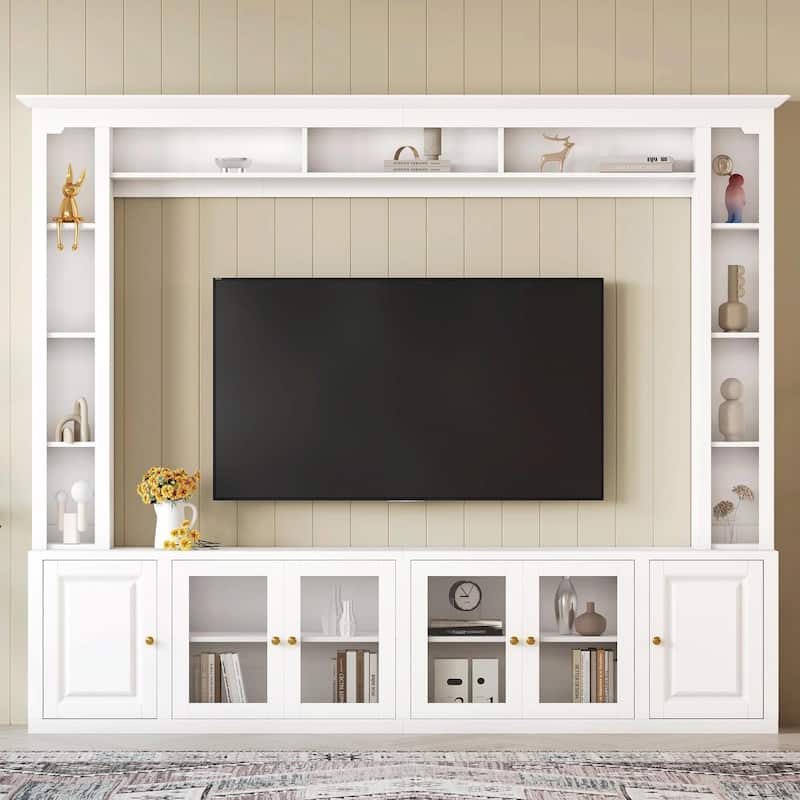 4-Piece Modern Entertainment Center Wall Unit with Bookshelves - All-in-1 Large TV Stand for TVs Up to 80"