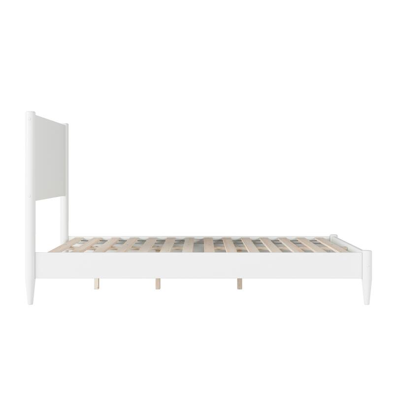 Solid Wood Low Profile Platform Bed - Full Size Bed Frame with Headboard - Modern Bedroom Furniture
