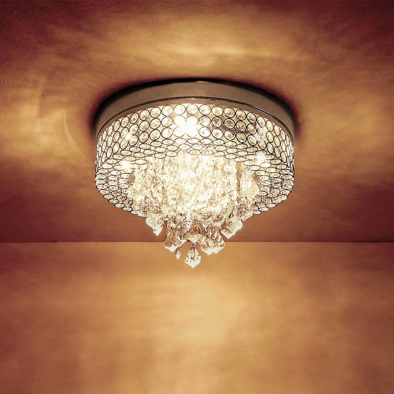 GetLedel 4-Light Tiered Crystal Flush Mount
