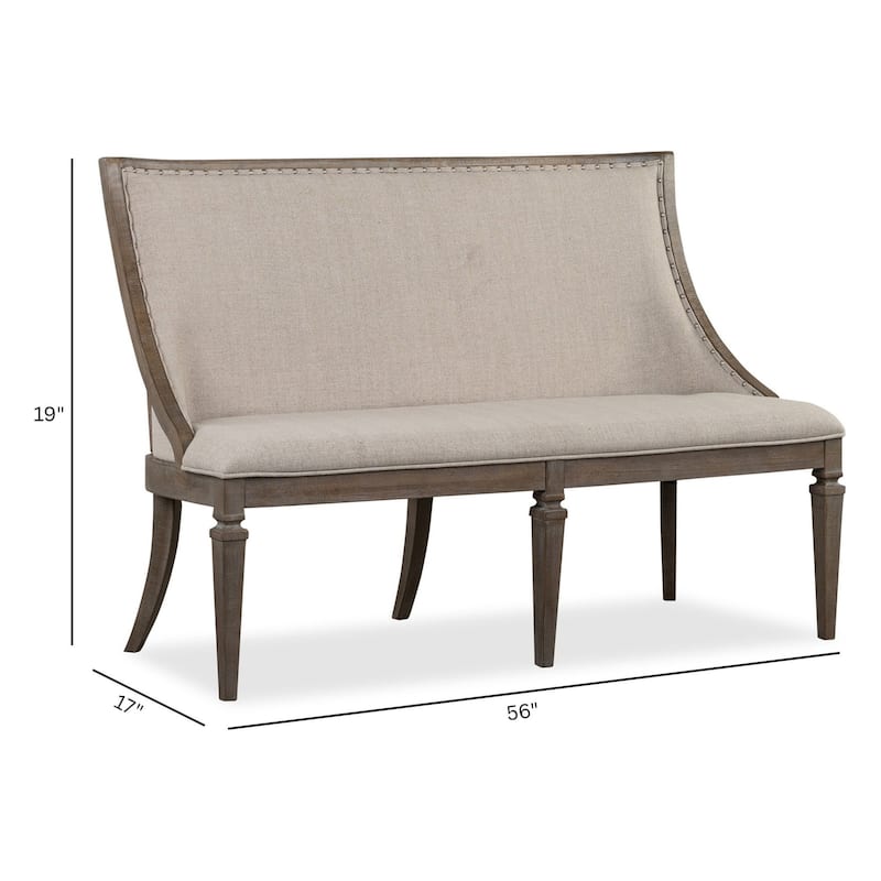 Magnussen Home Lancaster Dovetail Grey Upholstered Bench - 56''W x 27''D x 38''H