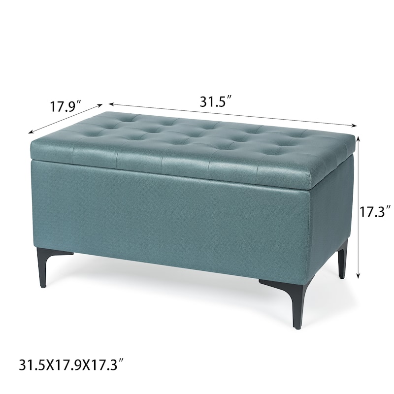 Adeco 31.5" Storage Ottoman Bench with Metal Legs