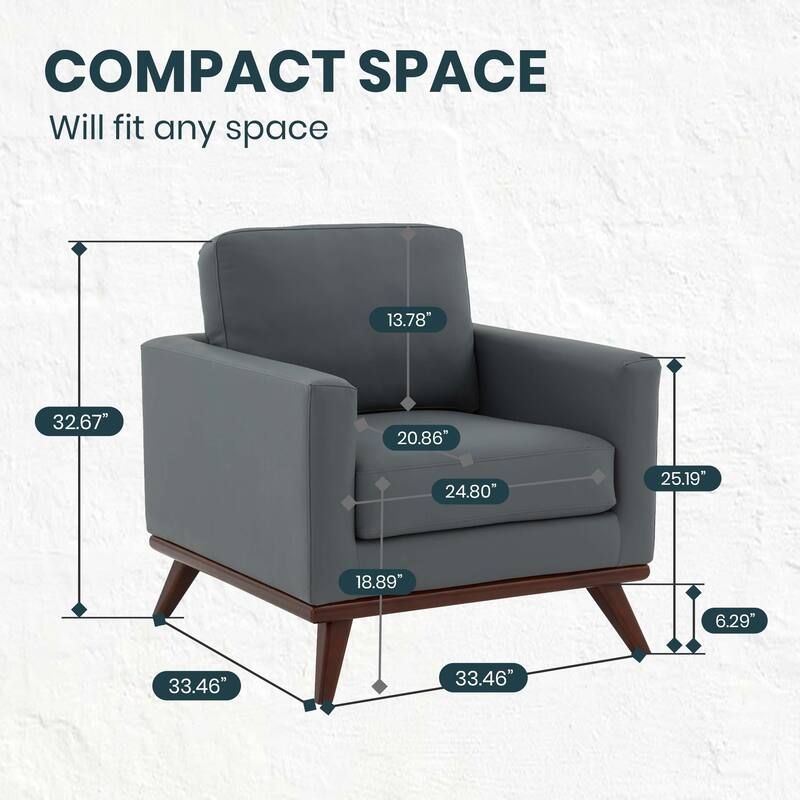 Chester Modern Sofa Leather Or Mesh Accent Side Armchair with Solid Birch Wood Frame Couch for Living Room, Bedroom, Lounge