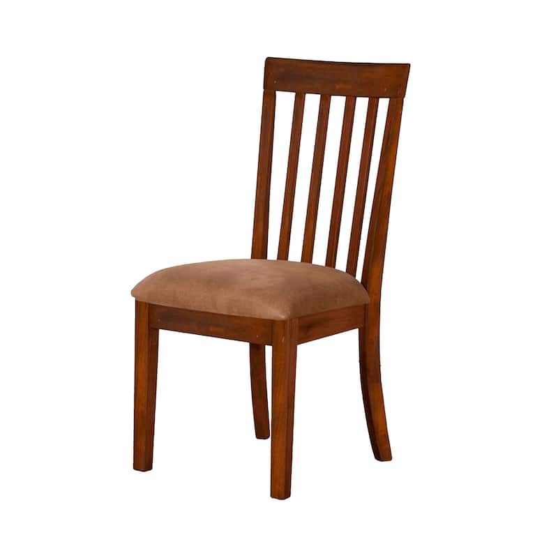 Odel Dining Side Chair Set of 2, Slatted Solid Wood Dark Brown