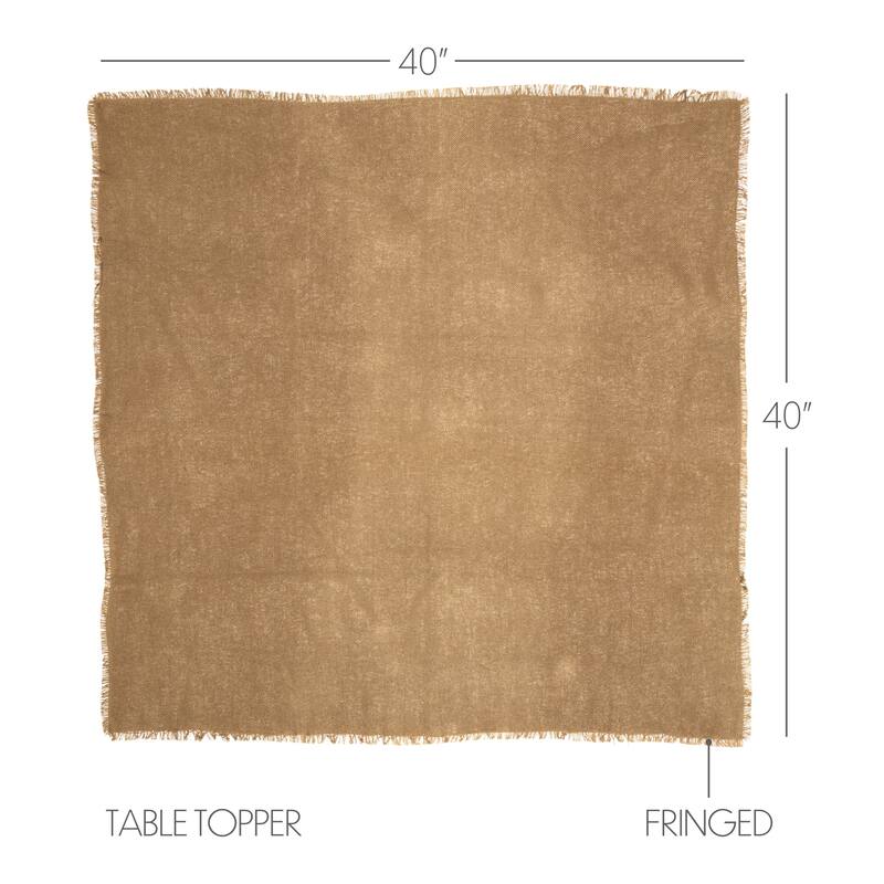 Tan Farmhouse Tabletop Kitchen Burlap Table Topper Cotton Solid Color - Table Topper 40x40