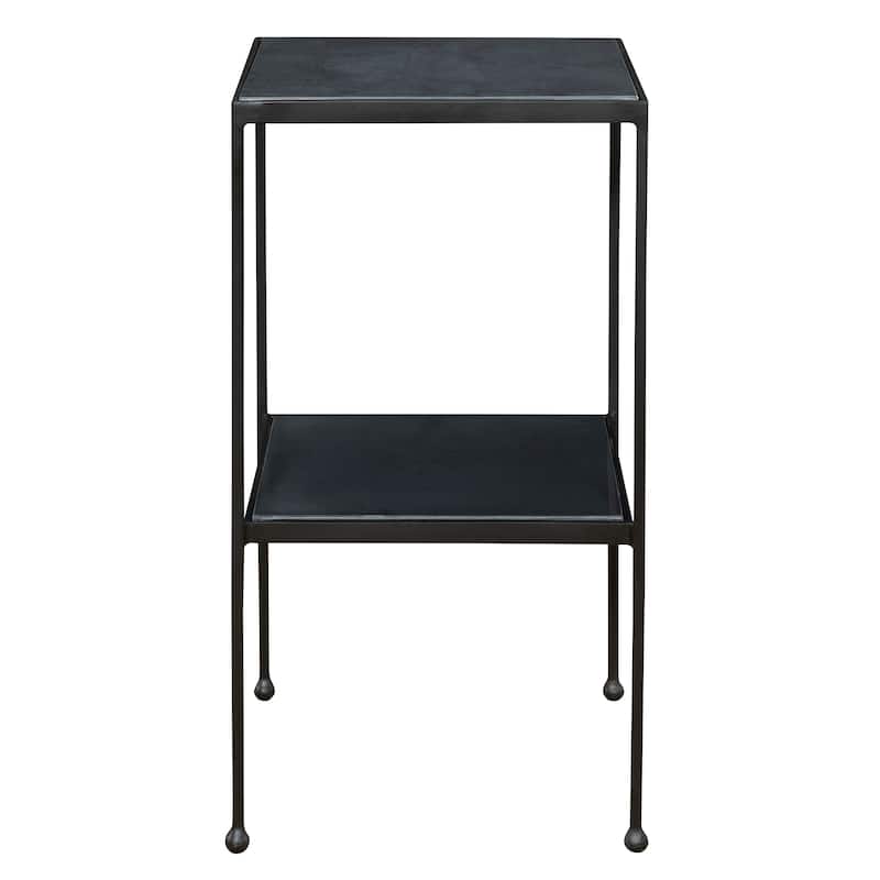 Uttermost Sherwood Square Marble Accent Table - 13"W x 25"H x 13"D - Black - 13"W x 25"H x 13"D