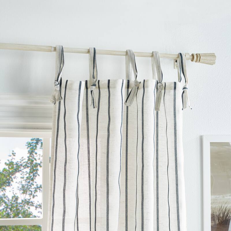 Martha Stewart Laguna Stripe Semi-Sheer Tie Tab Curtain Panel Pair