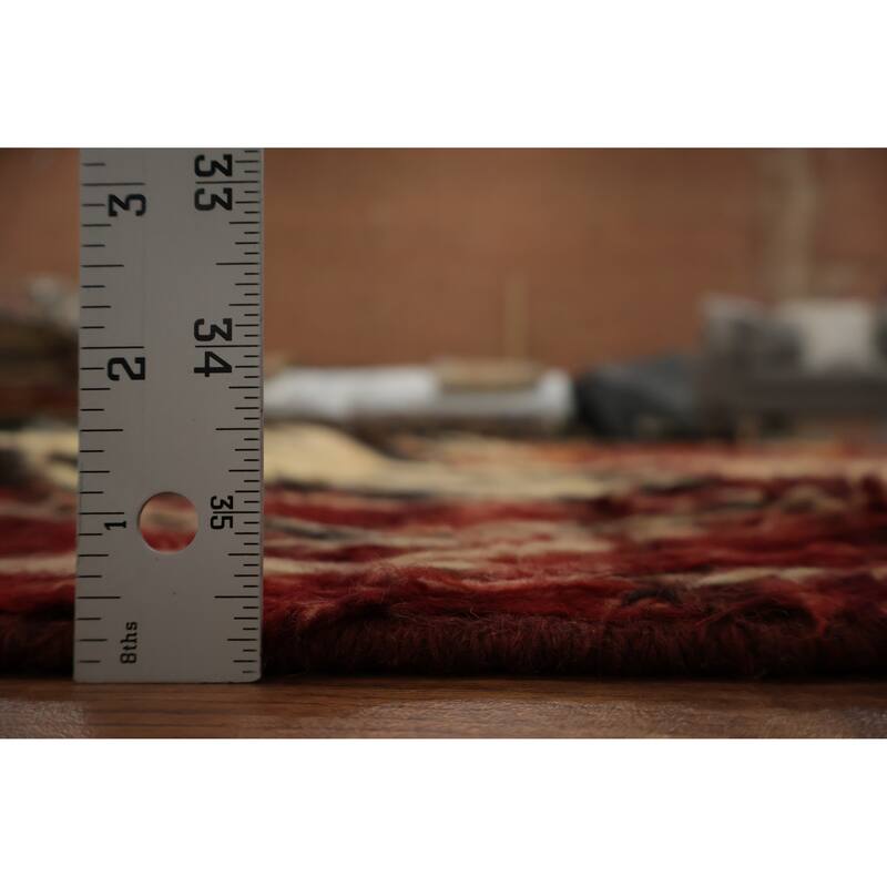 Hand Knotted Oriental 100% Wool Carpet Modern Tribal Red Moroccan Area Rug - 10' 2'' X 8' 2''