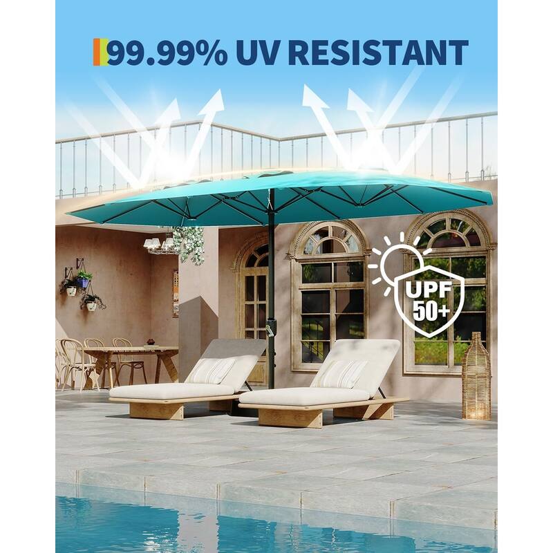 Coromose 15ft Large Patio Umbrella with Base, UV Protection, for Sun Safety