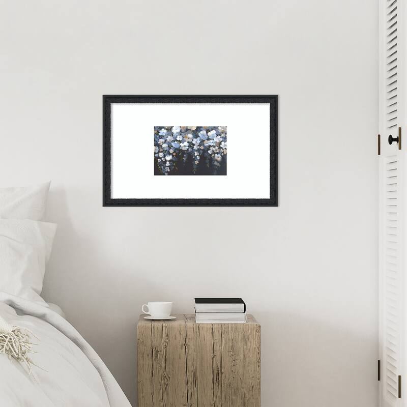 Hanging Blossoms in Tranquil Night by Hannah Dawson Wood Framed Wall Art Print