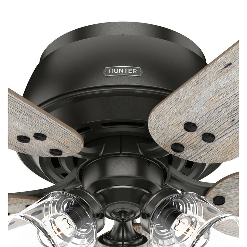 Hunter 52" Shady Grove Ceiling Fan with LED Light Kit/ Pull Chain, Standard or Flush Mount - Casual, Transitional