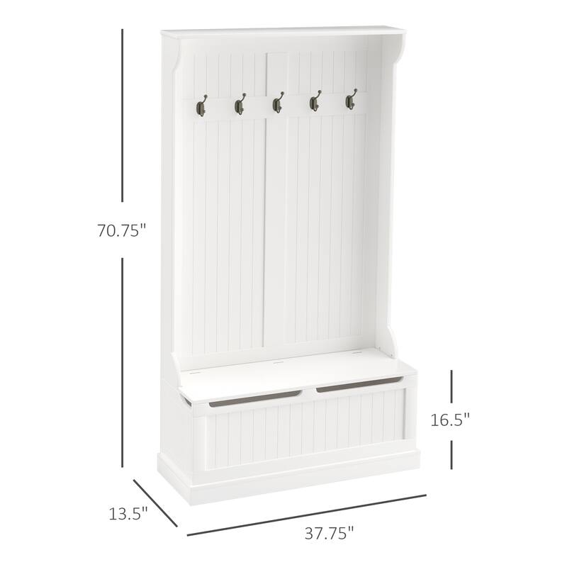 38" 3-In-1 Entryway Hall Tree with Storage Bench