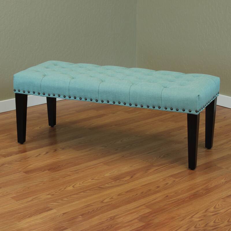 Sopri 49-inch Linen Upholstered Tufted Transitional Bench - Sea Green