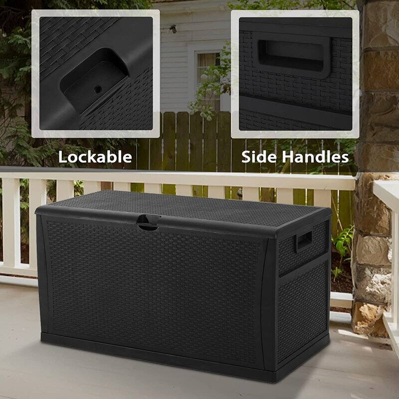SUNCROWN 120 Gallon Deck Box Outdoor Resin Wicker Storage Container