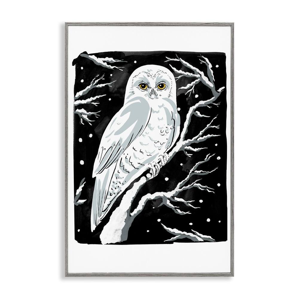 Stupell Forest Owl & Calm Snowfall Framed Giclee Art Design By Hannah Moren