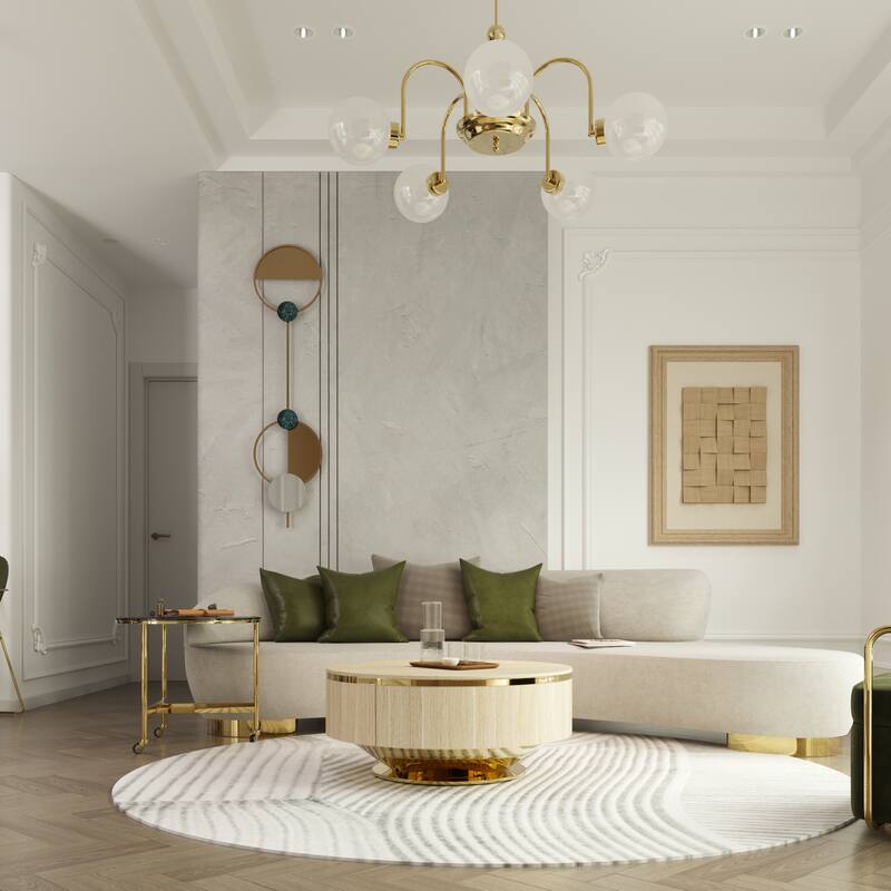 Nesting Coffee Table Set with End Table Round Coffee Table with 2 Storage Drawers