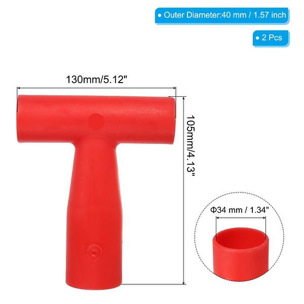 slide 3 of 7, 2Pcs 34mm Shovel T Grip Handle PP Shovel Handle Replacement T Shaped - Red Red
