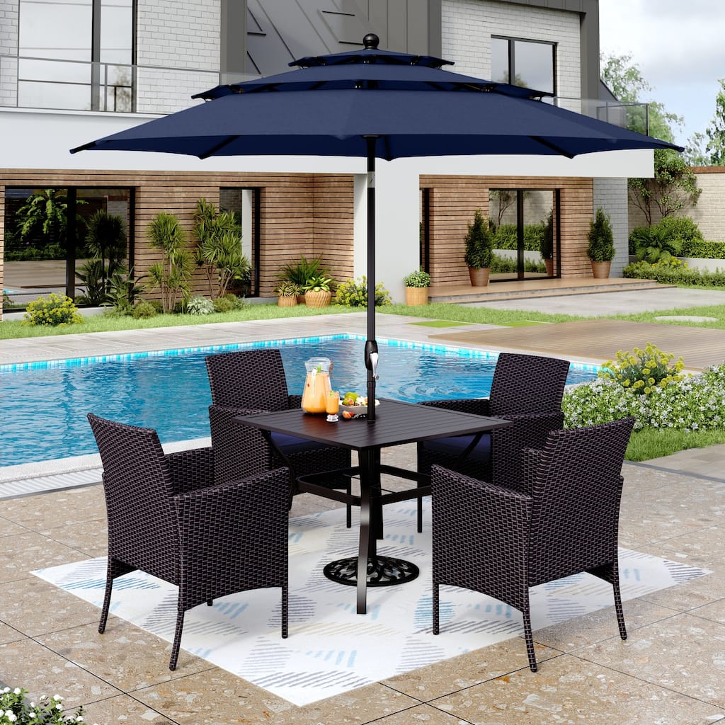 cheap 6 piece patio set with umbrella Maison ARTS Outdoor Patio 6 Pieces Dining Set with Umbrella